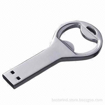 Multifunction key USB drive with customized logo and bottle opener, made of stainless steel